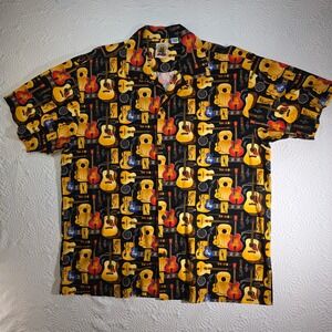 Max Boxxer Mens XXL Guitar Print Shirt Cotton Short‎ Sleeve Musical Instruments